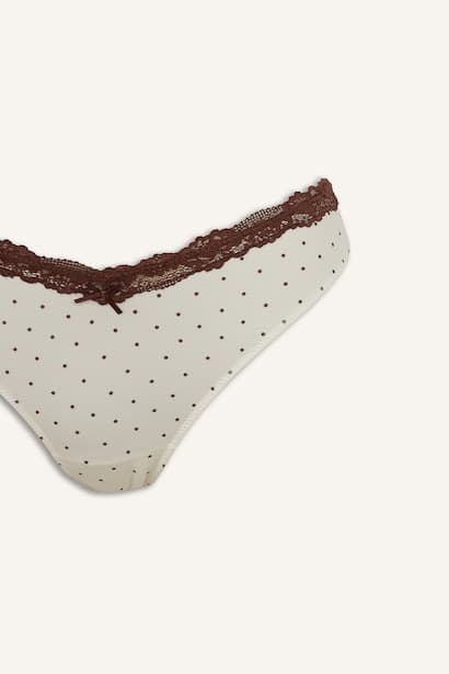 Elastic Waist Printed Bow Detail Briefs Underwear (٣)