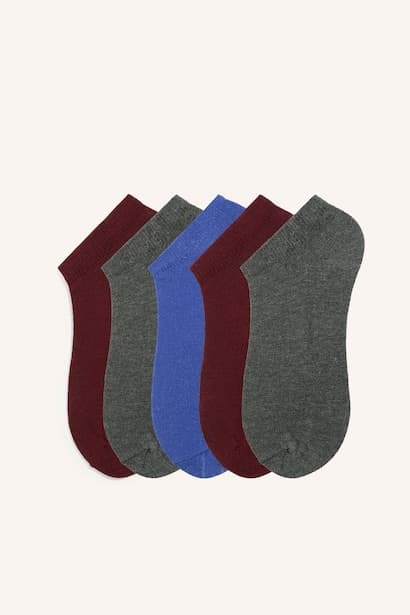 Boy Cotton Mid-Cut 5 Piece Socks