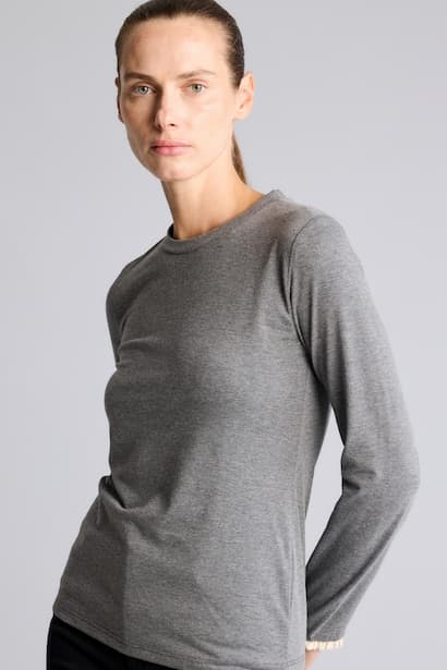 Slim Fit Basic Jersey Crew Neck Long Sleeve Tunic Modest