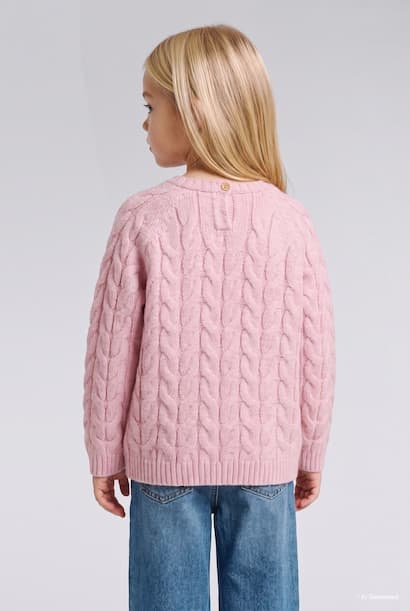 Baby Girl Crew Neck Cable Knit Basic Sweater Pullover (٣)