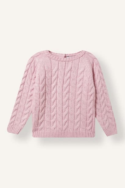 Baby Girl Crew Neck Cable Knit Basic Sweater Pullover (٤)