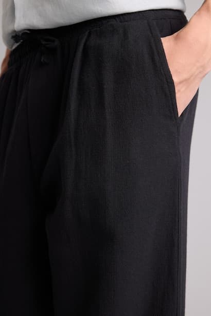 Relax Fit Elastic Waist Black Pants Trousers (٤)