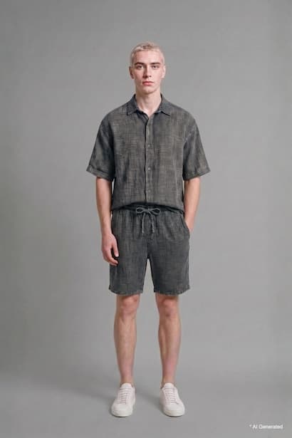 100% Cotton Relax Fit Elastic Tie Waist Shorts