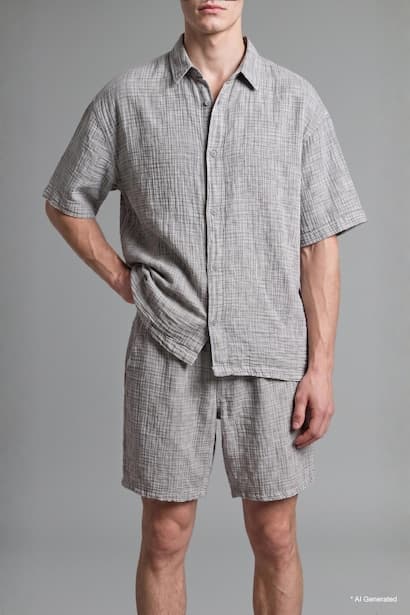 100% Cotton Relax Fit Elastic Waist Shorts (٤)