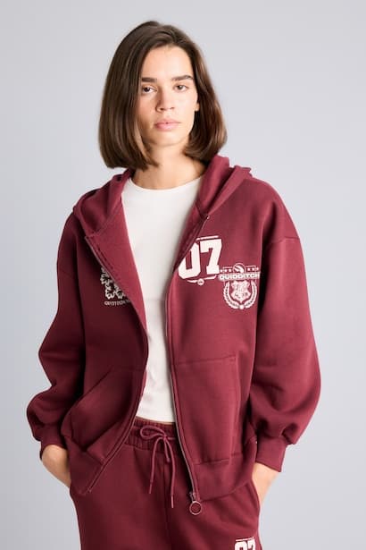 Oversize Fit Thick Zip-Up Hooded Harry Potter Gryffindor Printed Sweatshirt Cardigan (٣)