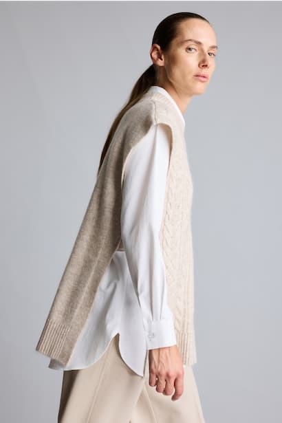 Relax Fit V-Neck Knited Pullover Vest (٣)