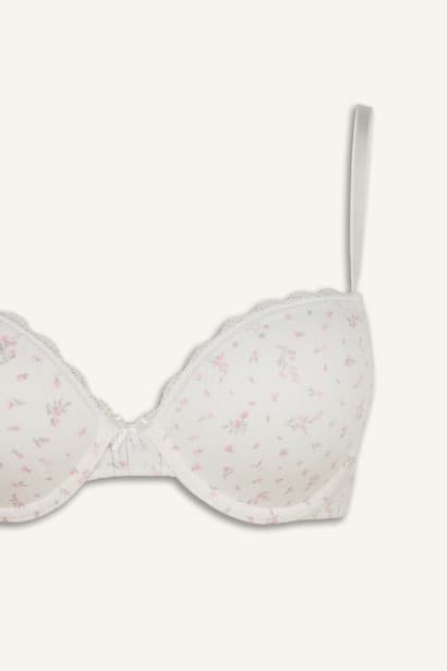 100% Cotton Floral Underwired Padded Bra Underwear (٣)