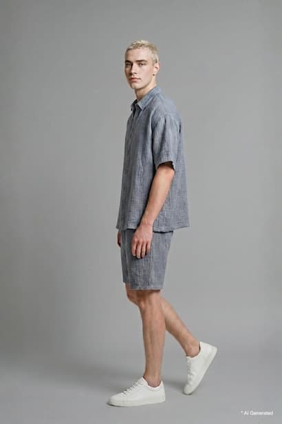 Boxy Fit Muslin Short Sleeve Shirt (٣)