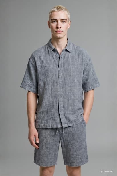Boxy Fit Muslin Short Sleeve Shirt (٤)