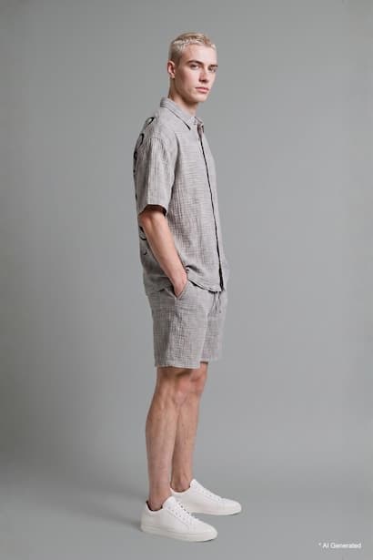 Boxy Fit Muslin Short Sleeve Shirt