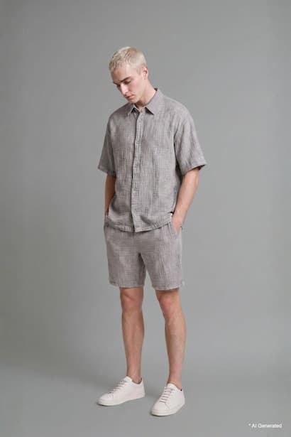 Boxy Fit Muslin Short Sleeve Shirt (٣)