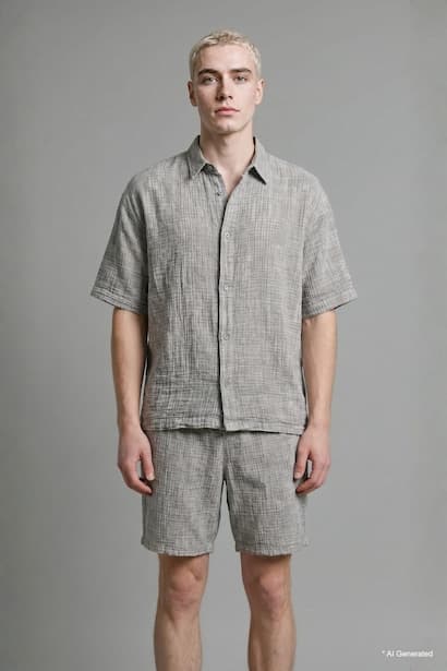 Boxy Fit Muslin Short Sleeve Shirt (٤)