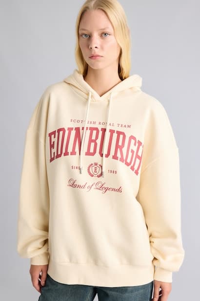 Oversize Hooded Printed Hoodie Sweatshirt