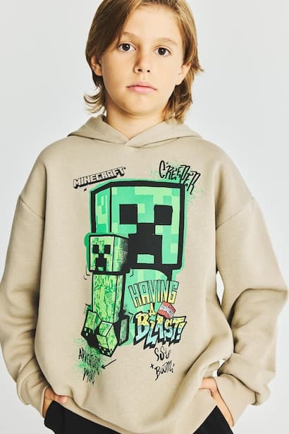 Boy Minecraft Printed Fleece Lining Sweatshirt