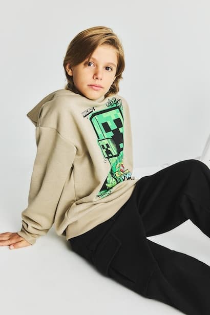 Boy Minecraft Printed Fleece Lining Sweatshirt (٣)