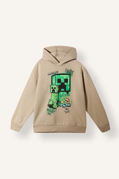 Boy Minecraft Printed Fleece Lining Sweatshirt (٤)