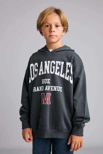 Boy Printed Fleece Lined Hoodie Sweatshirt (٣)