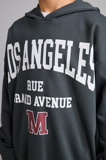 Boy Printed Fleece Lined Hoodie Sweatshirt (٤)