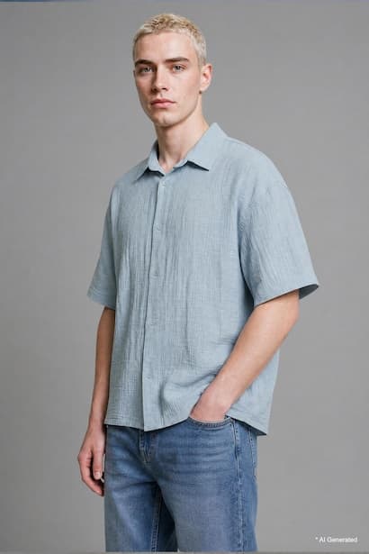 Boxy Fit Muslin Short Sleeve Shirt
