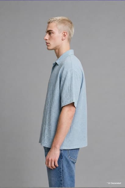 Boxy Fit Muslin Short Sleeve Shirt (٤)