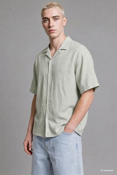 Boxy Fit Muslin Short Sleeve Shirt