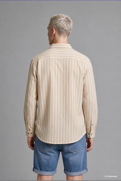 Boxy Fit Crinkle Long Sleeve Shirt (٤)