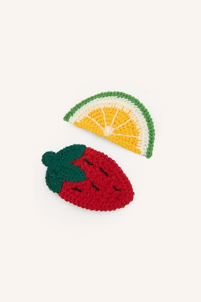 Baby Girl 2 Piece Fruit Figure Knitted Hair Clips Toys (٣)