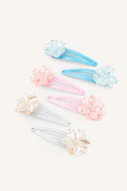 Baby Girl 6 Piece Floral Hair Clips Toys (٣)
