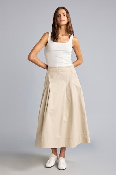 A-Line Normal Waist Gabardine Midi Skirt (٤)