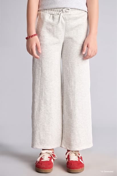 Girl Ribbed Knit Wide Leg Trousers (٤)