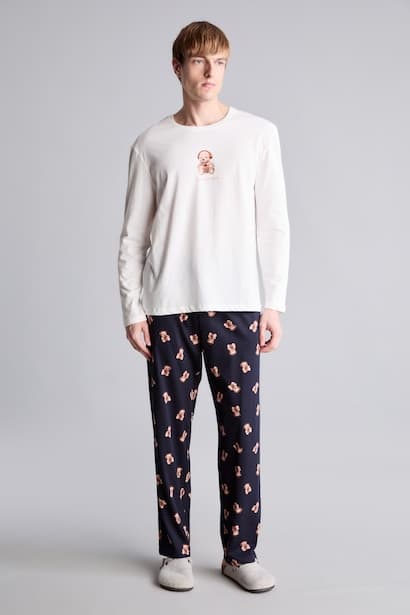 2-Piece 100% Cotton Printed Long Sleeve Pyjama Set Homewear