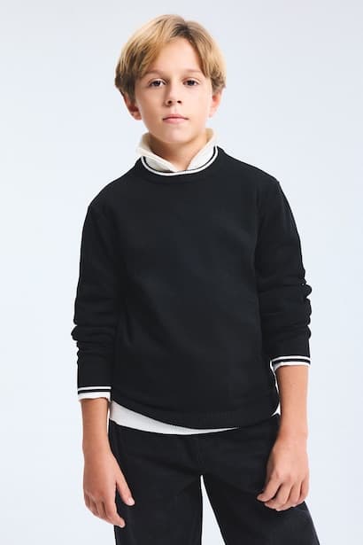 Boy Regular Fit Striped Detail Knit Pullover