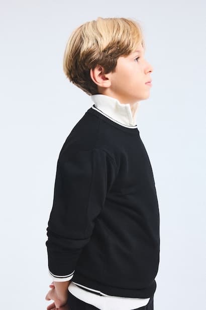 Boy Regular Fit Striped Detail Knit Pullover (3)