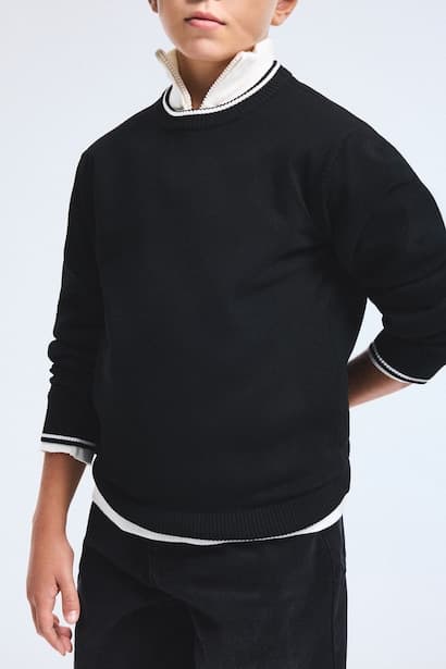 Boy Regular Fit Striped Detail Knit Pullover (4)
