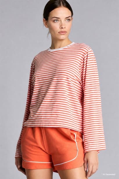 Standard Fit Crew Neck Striped T-Shirt