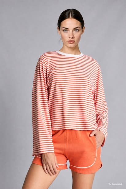 Standard Fit Crew Neck Striped T-Shirt (٣)