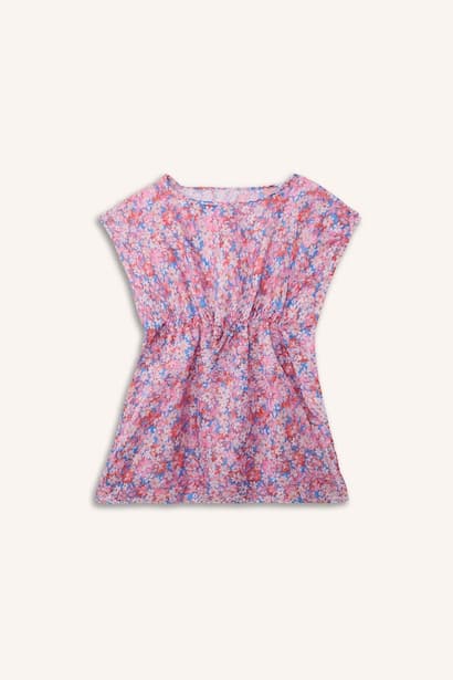 Girl Floral Crew Neck Poncho Scarf