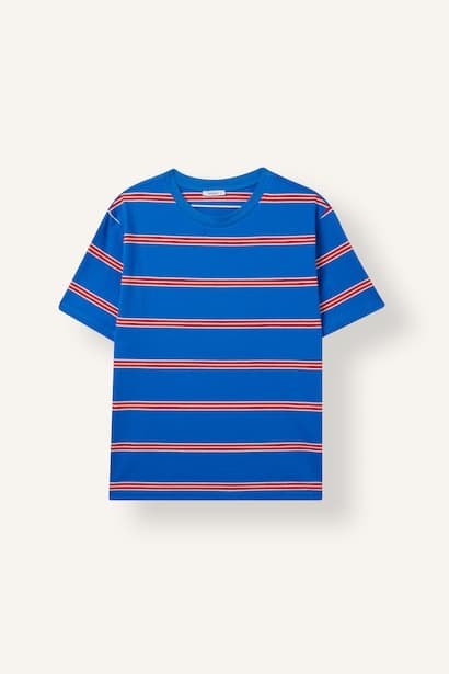 Boxy Fit Striped Crew Neck Short Sleeve T-Shirt
