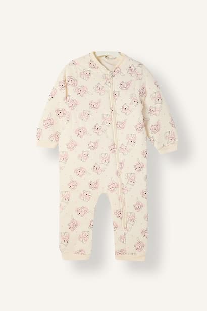 Baby Girl 100% Cotton Cat Print 1.6 TOG Sleeping Jumpsuit