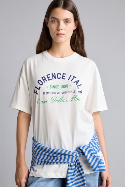 Oversize Fit 100% Cotton Printed Crew Neck Short Sleeve T-Shirt