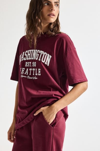 Oversize Fit 100% Cotton Printed Crew Neck Short Sleeve T-Shirt (٣)