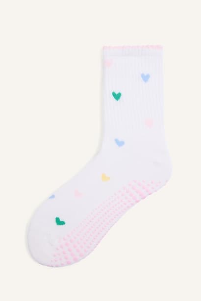 Woman Heart Pattern Pilates Socks