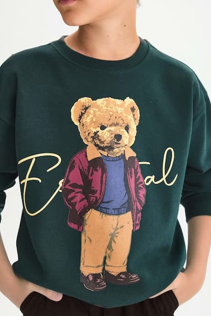 Boy Oversize Teddy Bear Print Sweatshirt (4)