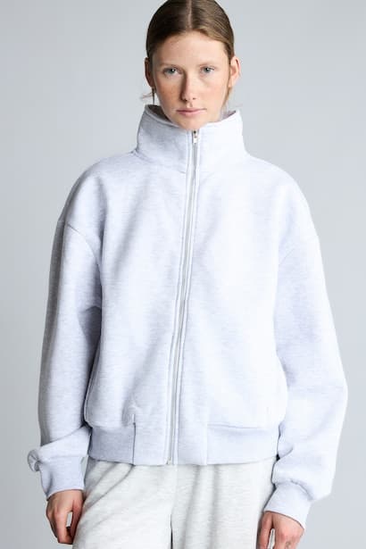 Regular Fit Mock Neck Zip-Up Sweatshirt
