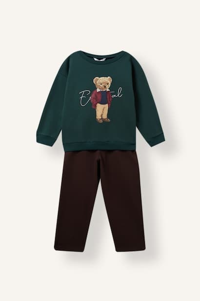 Baby Boy Bear Print Sweatshirt Joggers 2 Piece Set (4)