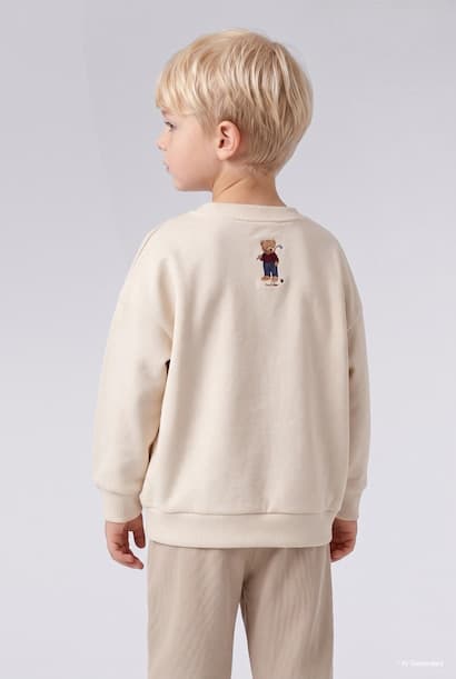 Baby Boy Oversize Teddy Bear Print Soft Lining Sweatshirt (4)