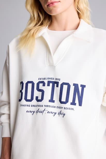 Relaxed Fit Open Polo Collar Printed Sweatshirt (4)