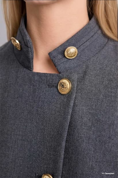Regular Fit Stand Collar Button-Up Blazer (4)