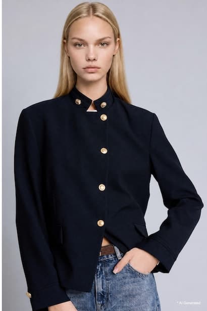 Regular Fit Stand Collar Blazer
