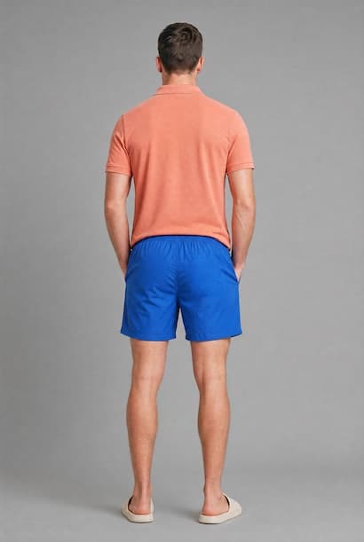 Elastic Draw Waist Blue Swim Shorts (3)